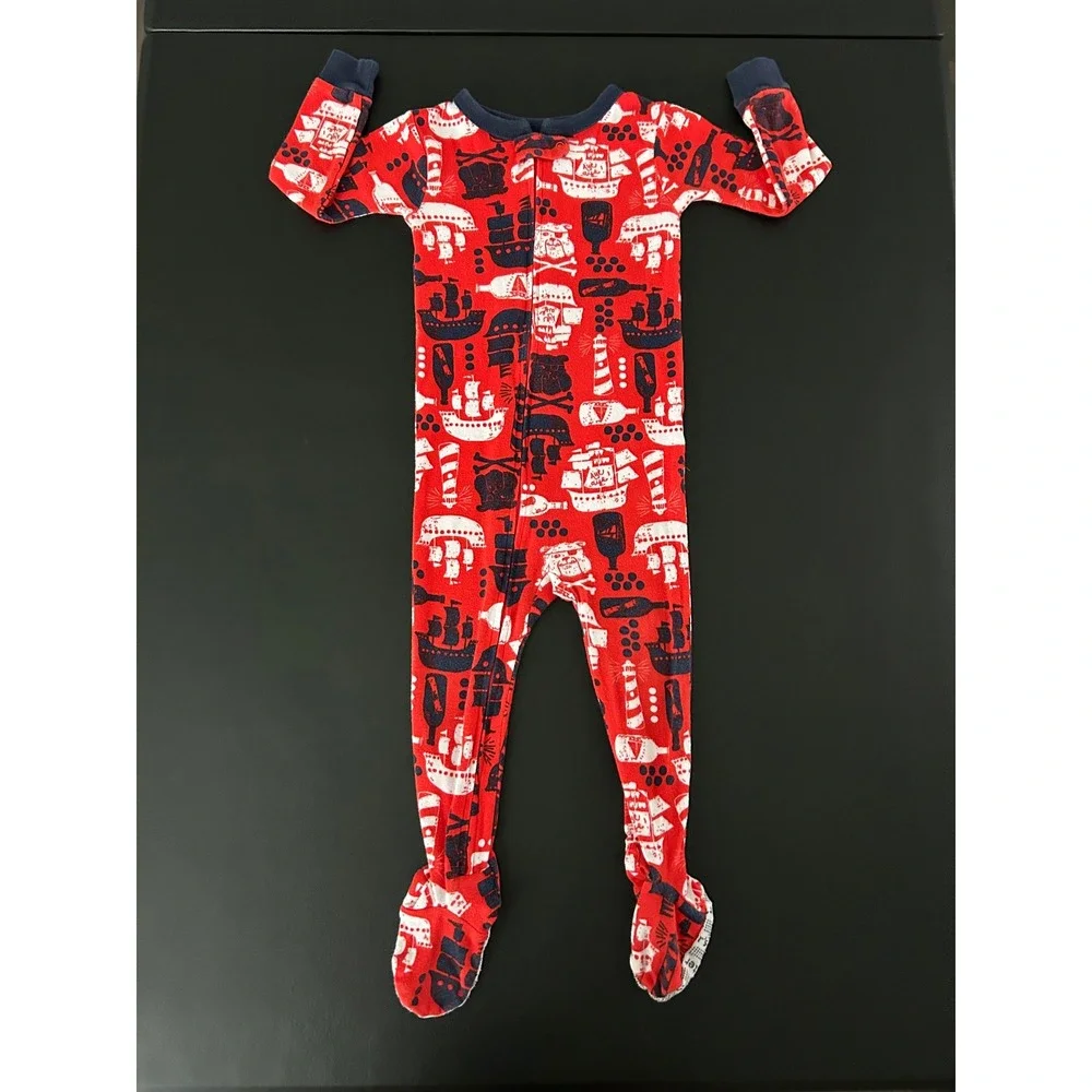 Carters 24M Baby Footed Pajamas 2ct Pirate Ship Nautical Red Teal Cotton 1491